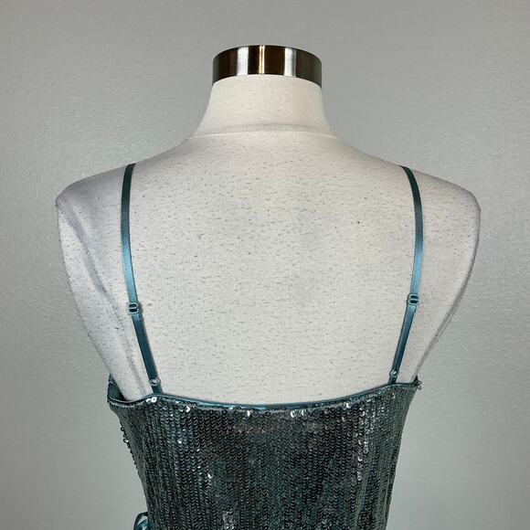 Aidan Mattox Sequined Wrap Evening Gown Size 6 Sleeveless V-Neck Formal Dress - Picture 8 of 14